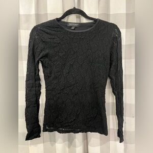 Y2K whimsy goth fairy Karen Kane Black Lace Long Sleeve Top